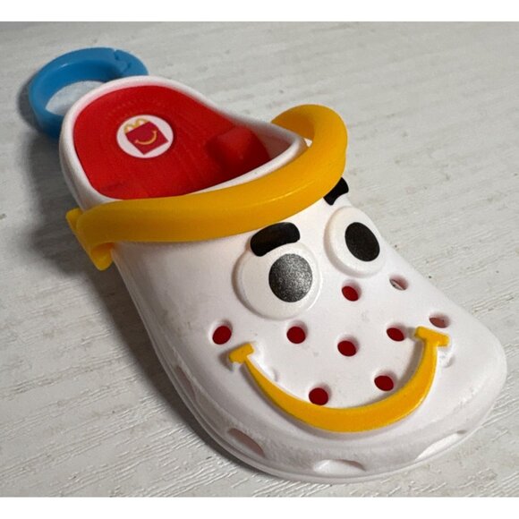 Crocs McDonalds Happy Meal Toy White Shoe Keychain Yellow Handle & Blue Ring - Picture 3 of 8